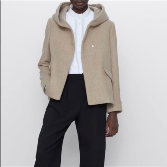 Zara Jackets & Blazers - 🤎ZARA | WOOL Beige Coat With Wrapped Collar